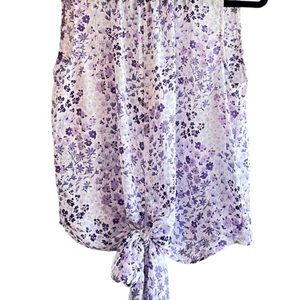 Purple floral blouse with front tie medium